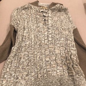 DEMOCRACY: lace up hoodie pullover sweater Size S